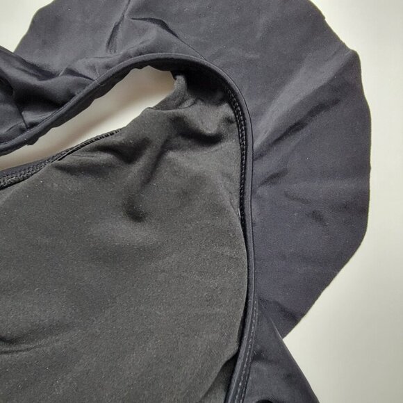 Summer Mac Swim Top Size L Black Lace Up Back  Ruffle Trim Removable Pads - Picture 5 of 10